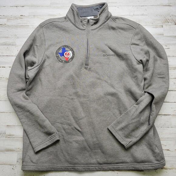 Columbia XL Beige 1/4 Zip Pullover Sweater Jacket Texas Contractor Logo - Picture 1 of 5